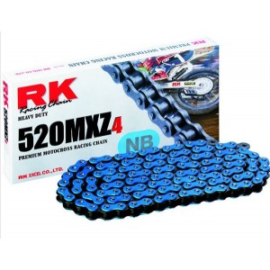 Cadena de color Azul con paso 520 reforzada "MXZ" RK para moto