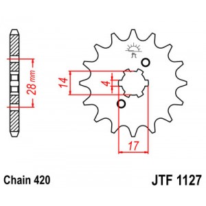 Piñón de ataque para moto Derbi Senda DRD 50 SM 02-05, Derbi Senda X-Race 50 SM 04-05, Derbi Senda X-treme 50 SM 00-05  