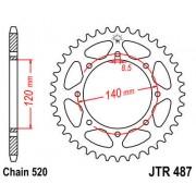 Corona para moto Kawasaki  KL650 87-13, Kawasaki KL650 Tengai 89-92, Kawasaki KLX650 93-96, Kawasaki KLX650R 99-01