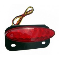 Piloto trasero universal con led “Homologado” tulipa Roja con soporte Matricula