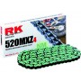 Cadena de color Verde con paso 520 reforzada "MXZ" RK para moto